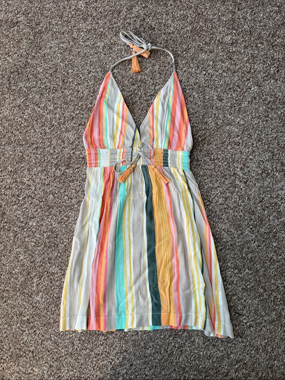 O’neill Striped Multi-Color Halter Summer Dress